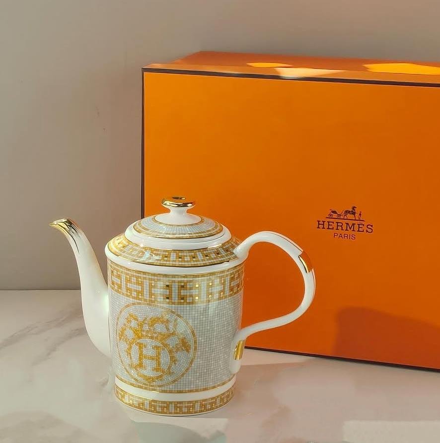 Hermes Tea pot Golden color - Hermes Kitchen and Dining | Aleppo Gift UAE